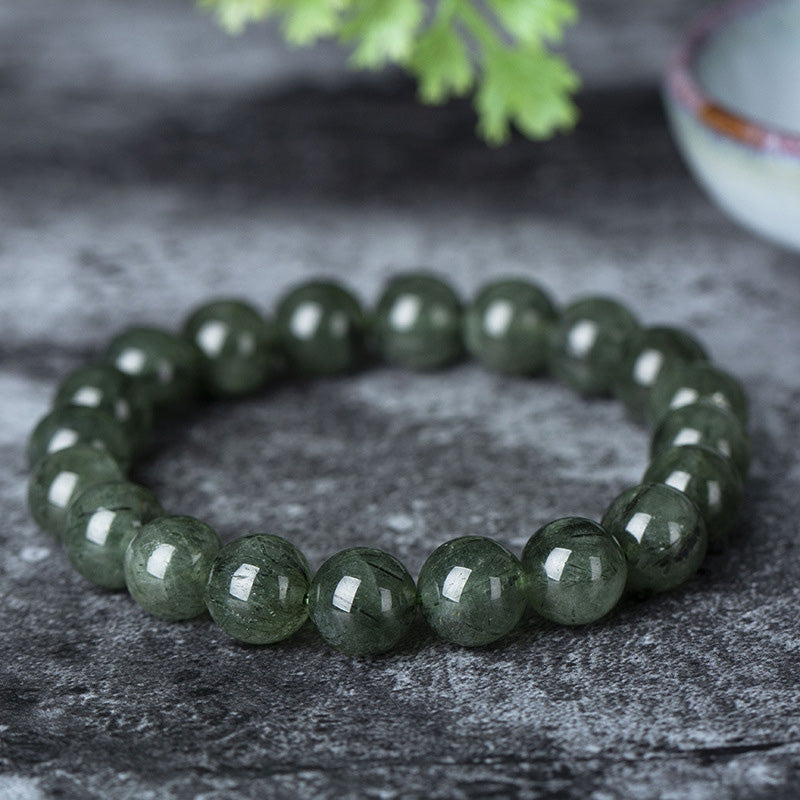 Armband mit Buddha Stonesn, natürlichem grünen Kristall, Segen, Reichtum - Dunkelgrün - 10 mm - image 7