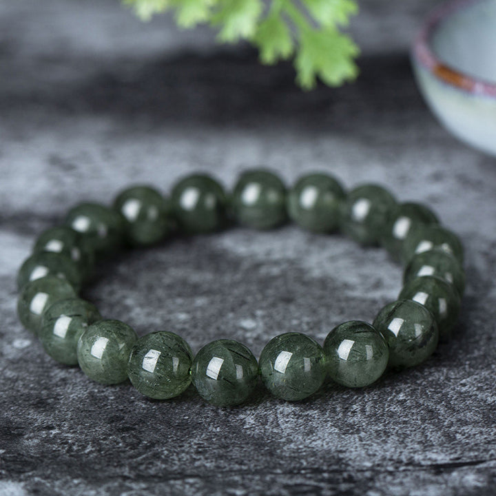 Armband mit Buddha Stonesn, natürlichem grünen Kristall, Segen, Reichtum - Dunkelgrün - 10 mm - image 7