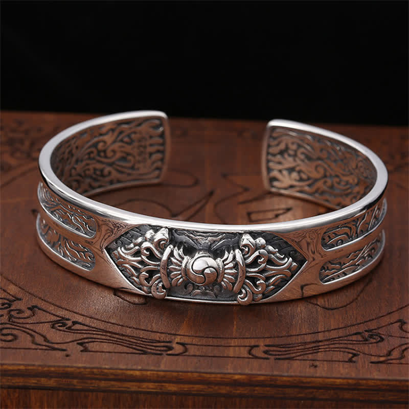 925 Sterling Silber Vajra Dorje gravierter spiritueller Kraftarmband-Armreif - Vajra (Erleuchtung♥Spirituelle Kraft) - image 0