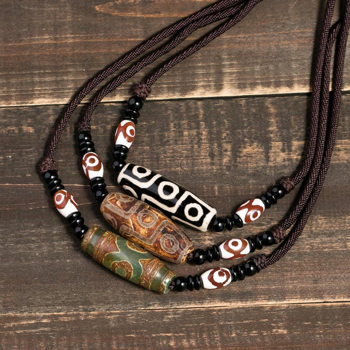 Buddha Stones Tibetische Neun-Augen-Dzi-Perlen-Schutzschnur-Halskette - image 0