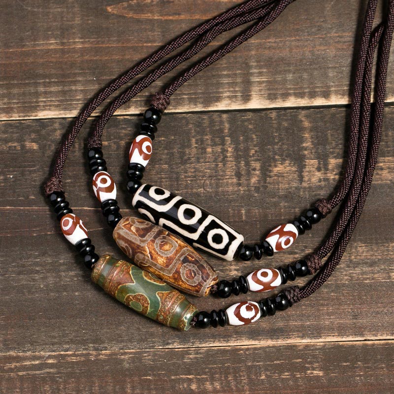 Buddha Stones Tibetische Neun-Augen-Dzi-Perlen-Schutzschnur-Halskette - image 0