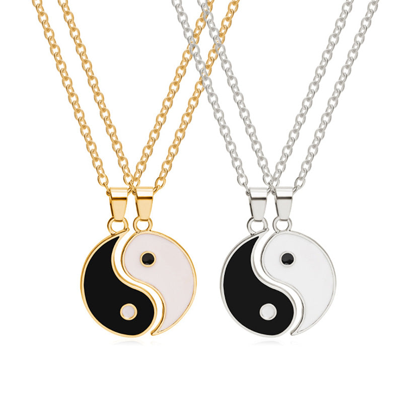 Buddha Stones, Yin-Yang-Hämatit-Anhänger, Paar-Halskette