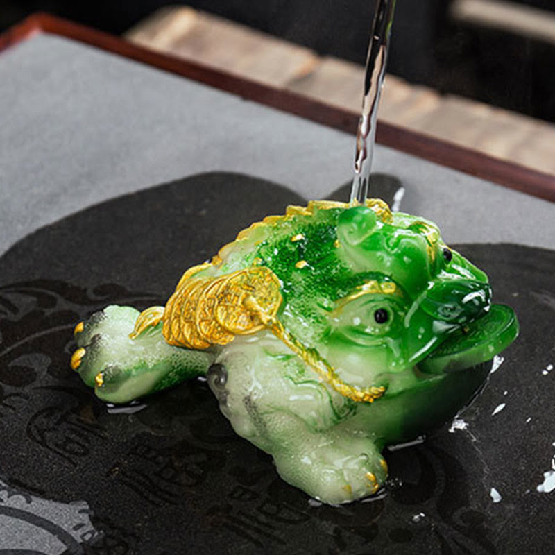 Buddha Stones, Farbwechsel, FengShui, Reichtum, Glücksfrosch, Kupfermünze, Teehaustier, Kunstharz, Dekoration - image 12
