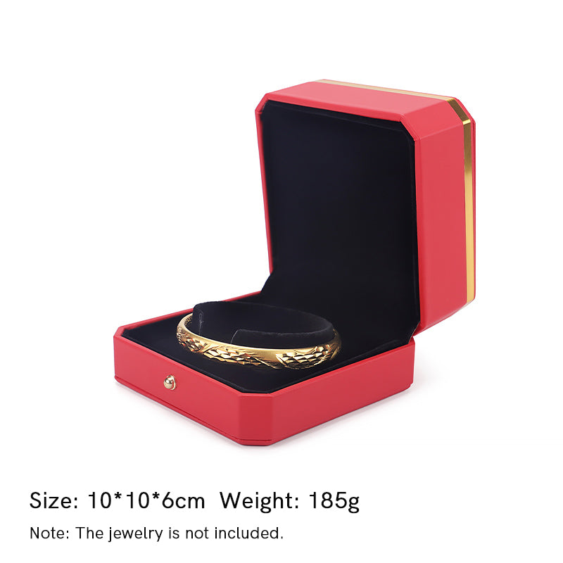 Schmuck-Aufbewahrungsbox, Geschenkbox aus PU-Leder - Rot - Armbandbox (10*10*6cm) - image 21