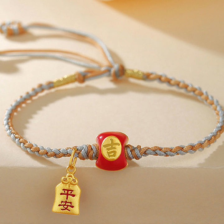 Buddha Stones 925 Sterling Silber Handgefertigtes, verheißungsvolles chinesisches Schriftzeichen Segen geflochtenes Schnurarmband - image 1