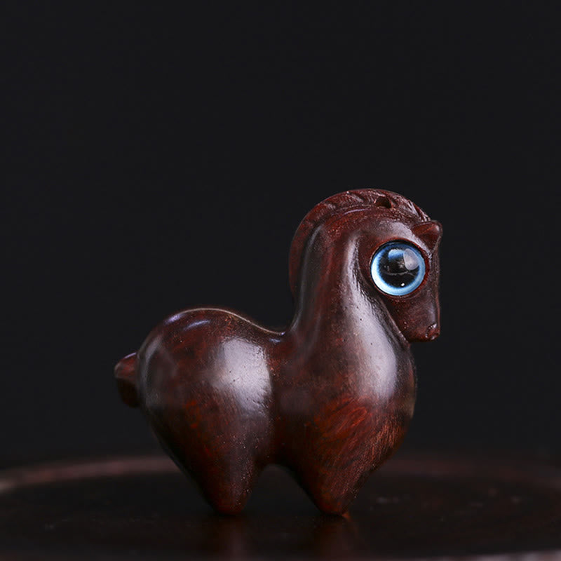 Buddha Stones, kleines Blatt, rotes Sandelholz, grünes Sandelholz, Glücks-Mini-Pferdeschutz-Dekoration - Pferd aus rotem Sandelholz mit kleinen Blättern (mittlere Größe 39*34*17mm) - image 1