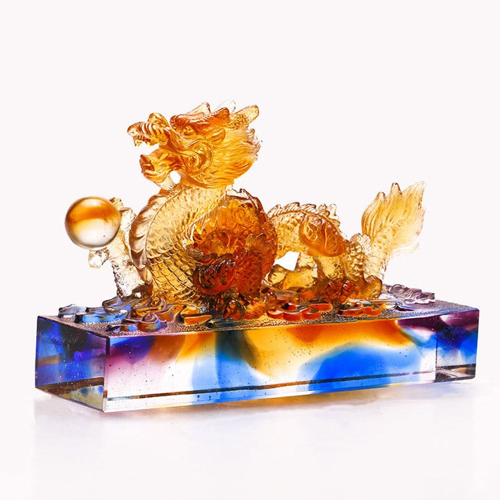 Buddha Stones, handgefertigt, mehrfarbig, Drachen-Liuli-Kristall, Kunststück, Schutz, Heim- und Bürodekoration - 16 x 5 x 10,2 cm / 6,3 x 1,97 x 4,02 Zoll - image 0