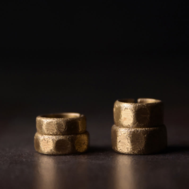 Buddha Stones Tibetischer schlichter Reichtumsring aus mattiertem Kupfer und Messing - image 4