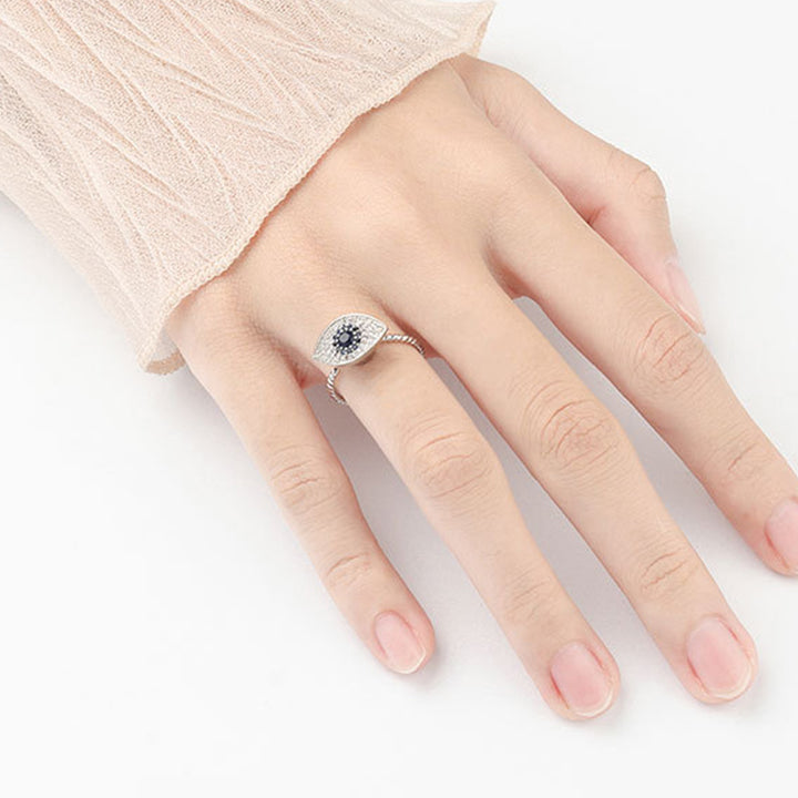 925 Sterling Silber Evil Eye Protection Blessing Drehbarer Ring - image 4