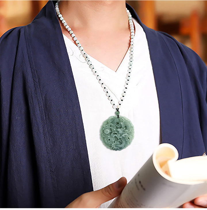 Buddha Stones Chinesisches Sternzeichen Drache Jade Fortune Halskette String Anhänger - image 3