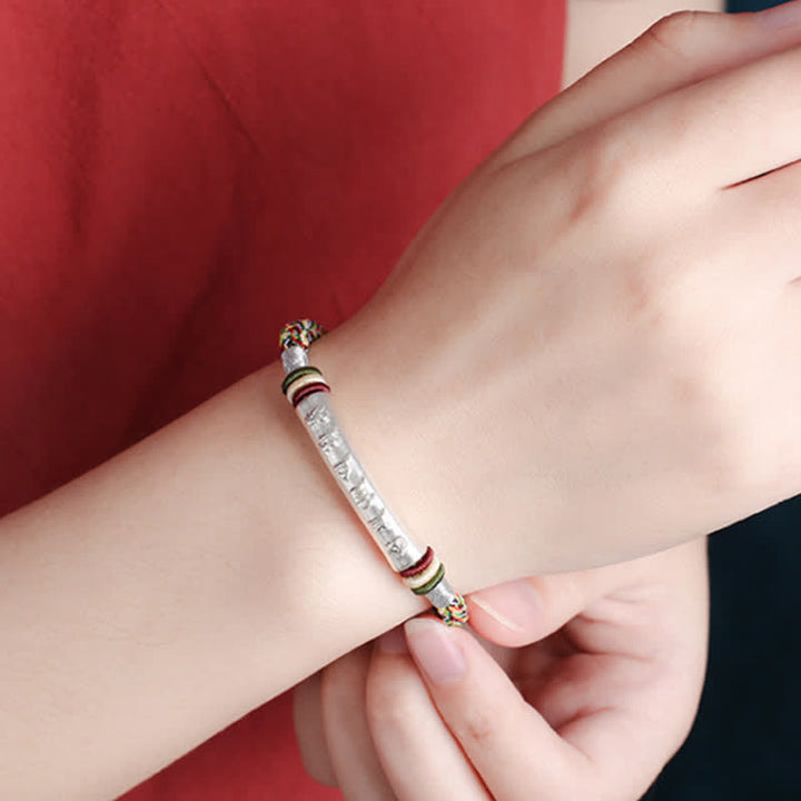 Buddha Stones 999 Sterling Silber Om Mani Padme Hum Schutz Stärke String Armband - image 11