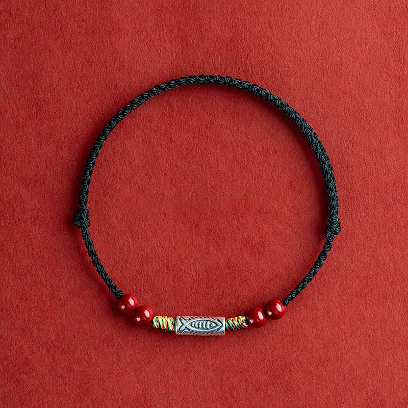 Buddha Stones Handgefertigtes geflochtenes Armband/Fußkettchen aus 925er Sterlingsilber mit Koi-Fisch- und Zinnoberperlen - image 17