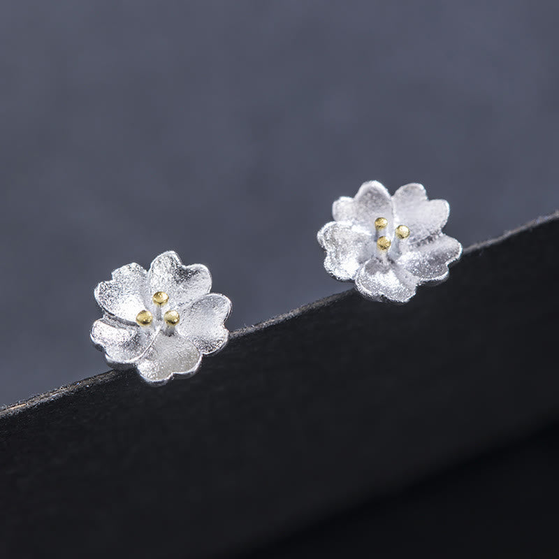 Buddha Stones Ohrstecker aus 925er-Sterlingsilber, Kirschblüten, Blumenmuster, ruhig - image 1