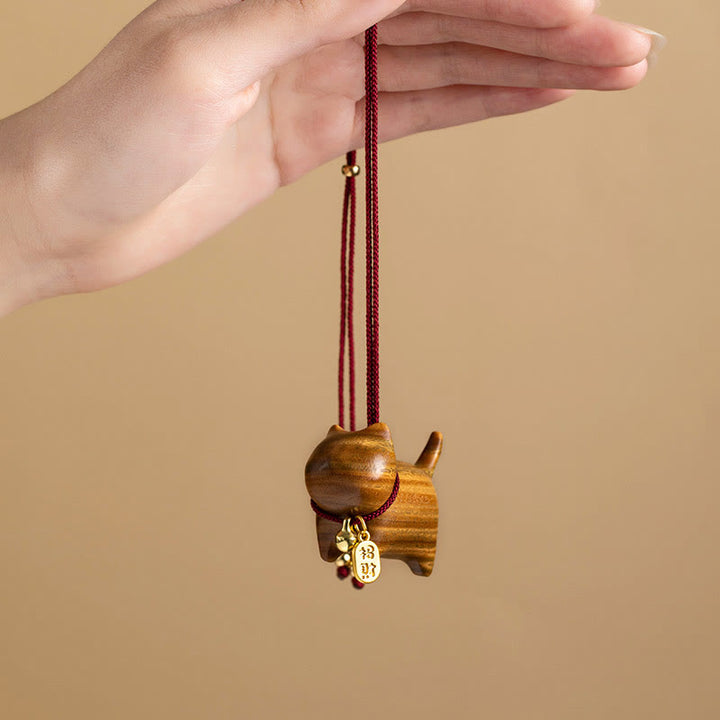 Buddha Stones, Ebenholz, grünes Sandelholz, Glückskatze, Fu-Figur, Glücksglocke, Balance, Auto-Hängedekoration - image 10