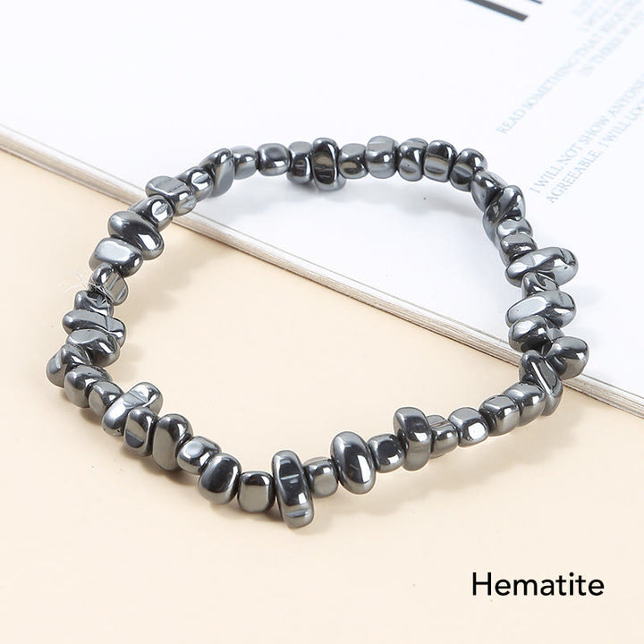 Armband aus natürlich geformtem, unregelmäßig geformtem Kristallstein – wohltuende Wärme - Hämatit (Handgelenkumfang: 15-16 cm) - image 22
