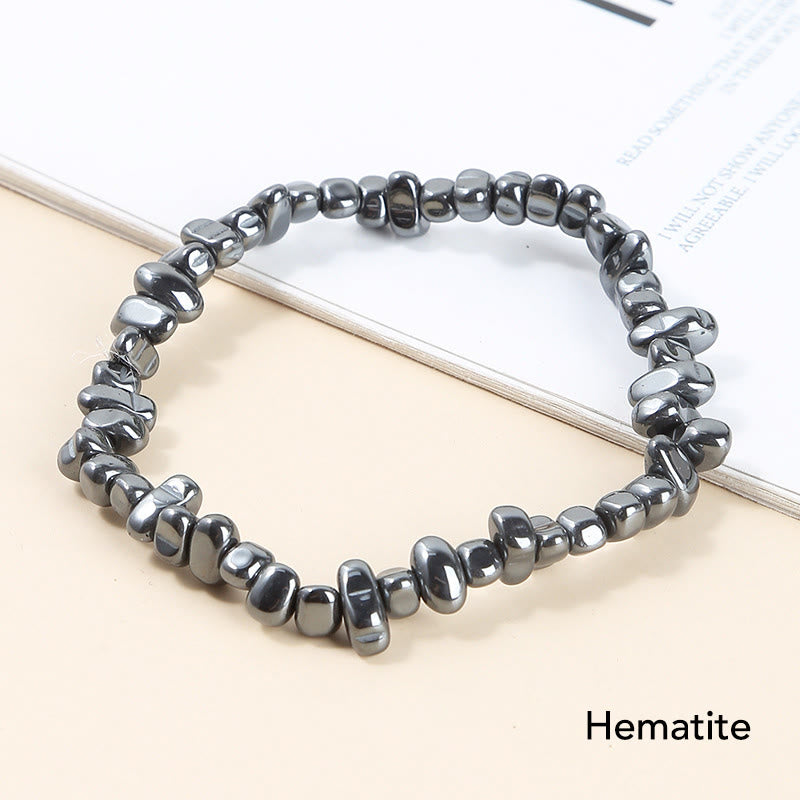 Armband aus natürlich geformtem, unregelmäßig geformtem Kristallstein – wohltuende Wärme - Hämatit (Handgelenkumfang: 15-18 cm) - image 22