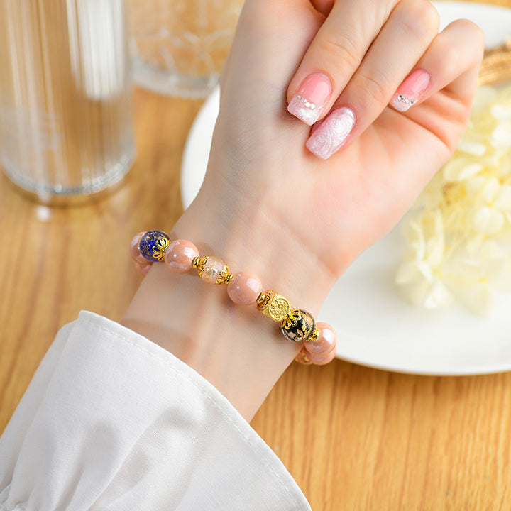 Armband mit Buddha Stonesn, tibetischem Räucherstäbchen, Asche, Liuli-Glasperlen, Glücksschutz, Neunschwänziger Fuchs