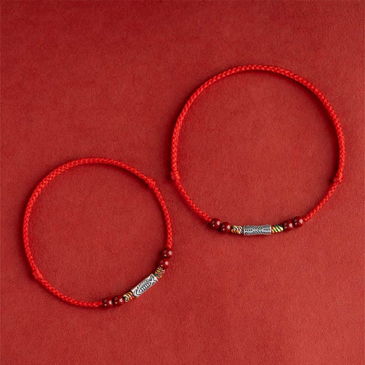 Buddha Stones Handgefertigtes geflochtenes Armband/Fußkettchen aus 925er Sterlingsilber mit Koi-Fisch- und Zinnoberperlen - image 5