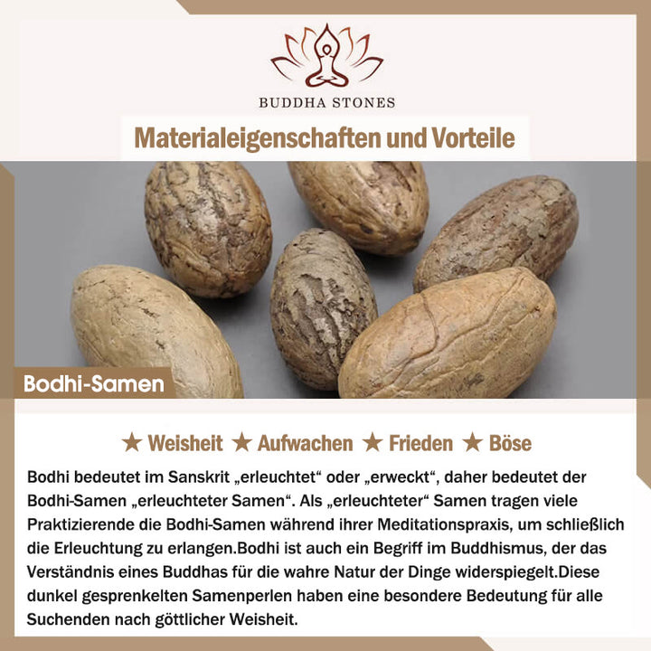 Buddha Stones Handgefertigtes tibetisches Tigerauge-Bodhi-Samen-Friedensarmband