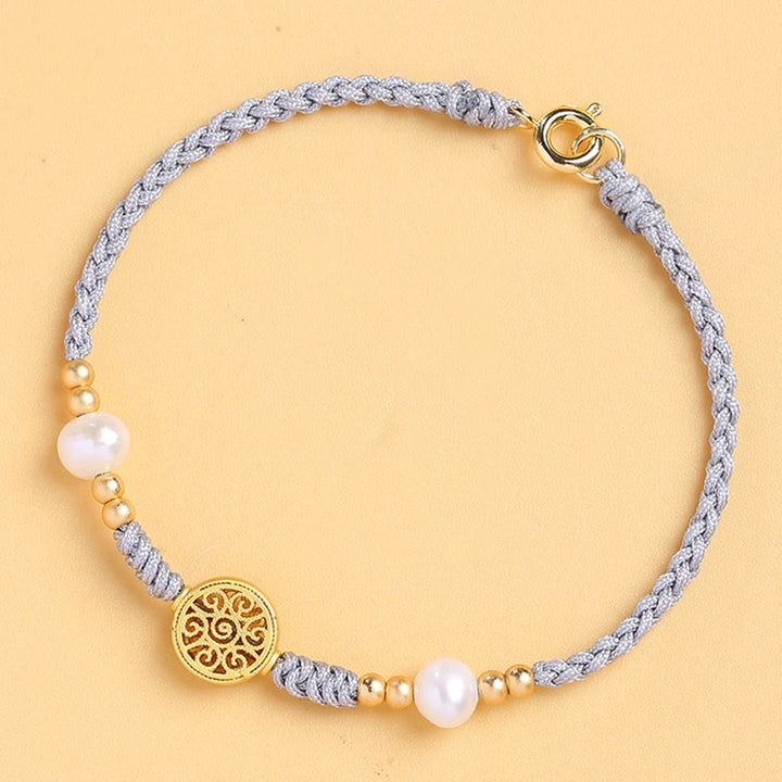 Buddha Stones Kupfermünze, Glücksbaum, Perle, Glück, blaues Seil, geflochtenes Armband - image 20