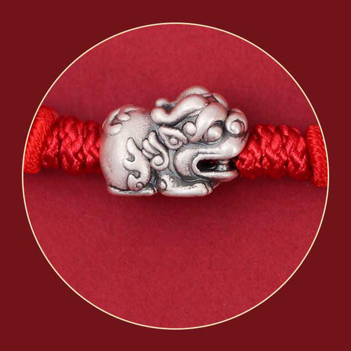 Buddha Stones 925 Sterling Silber PiXiu Fu Charakter Reichtum Glück Handgefertigtes geflochtenes Armband - image 5