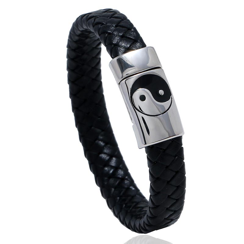 Buddha Stones FengShui Yin Yang Balance Armband - 19–20,5 cm - Schwarz - image 0