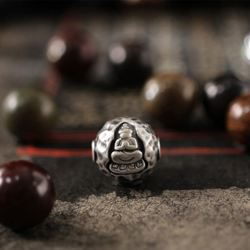 Buddha Stones 999 Sterling Silber Grünes Sandelholz Kleines Blatt Rotes Sandelholz Buddha Cure Armband - image 1