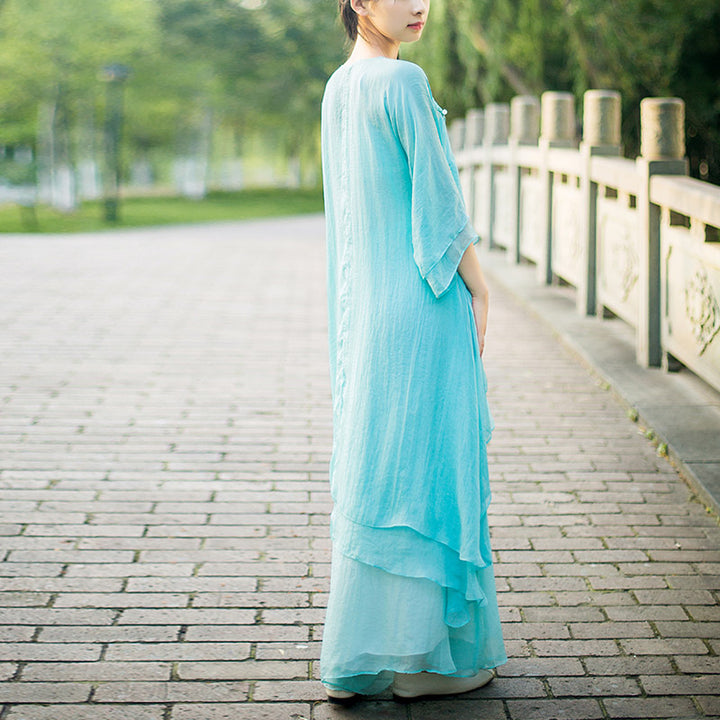 Buddha Stones 3-teiliges Yoga-Chiffon-Kleidungsstück, einheitliches Meditations-Zen-Praxis-Damen-Set - image 14