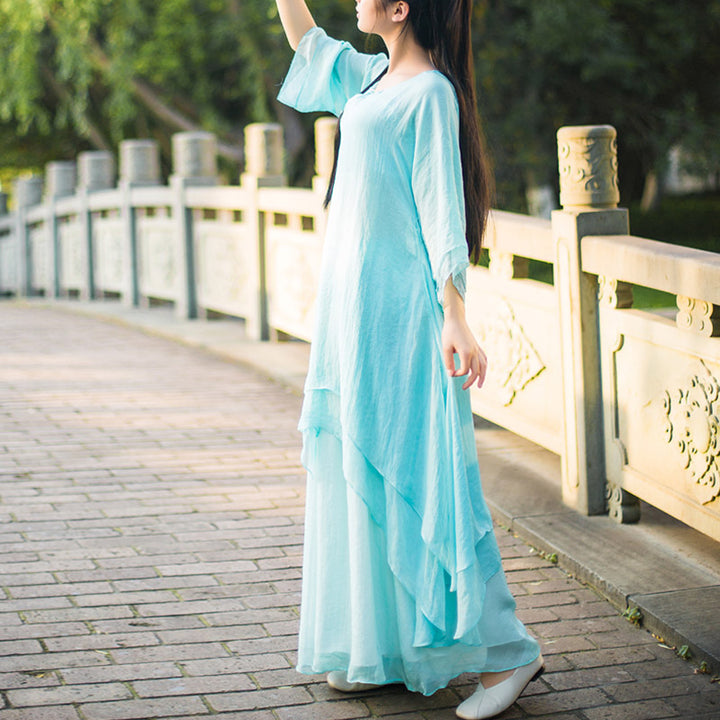 Buddha Stones 3-teiliges Yoga-Chiffon-Kleidungsstück, einheitliches Meditations-Zen-Praxis-Damen-Set - image 3