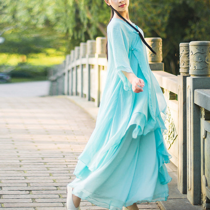 Buddha Stones 3-teiliges Yoga-Chiffon-Kleidungsstück, einheitliches Meditations-Zen-Praxis-Damen-Set - image 12