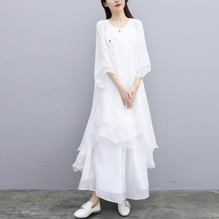 Buddha Stones 3-teiliges Yoga-Chiffon-Kleidungsstück, einheitliches Meditations-Zen-Praxis-Damen-Set - image 21