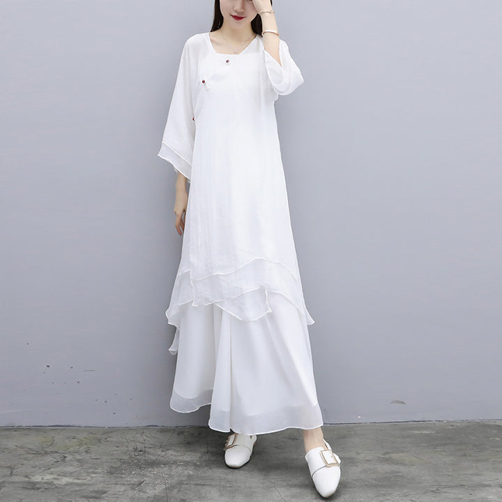 Buddha Stones 3-teiliges Yoga-Chiffon-Kleidungsstück, einheitliches Meditations-Zen-Praxis-Damen-Set - image 27