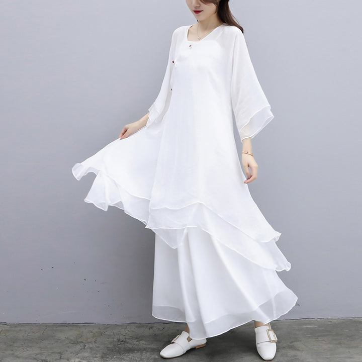 Buddha Stones 3-teiliges Yoga-Chiffon-Kleidungsstück, einheitliches Meditations-Zen-Praxis-Damen-Set - image 26