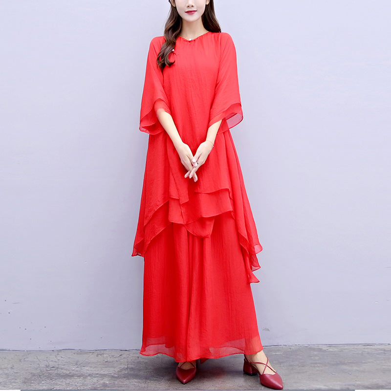 Buddha Stones 3-teiliges Yoga-Chiffon-Kleidungsstück, einheitliches Meditations-Zen-Praxis-Damen-Set - image 29