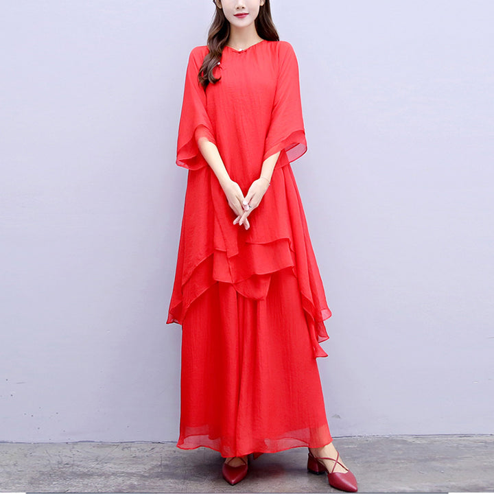 Buddha Stones 3-teiliges Yoga-Chiffon-Kleidungsstück, einheitliches Meditations-Zen-Praxis-Damen-Set - image 29