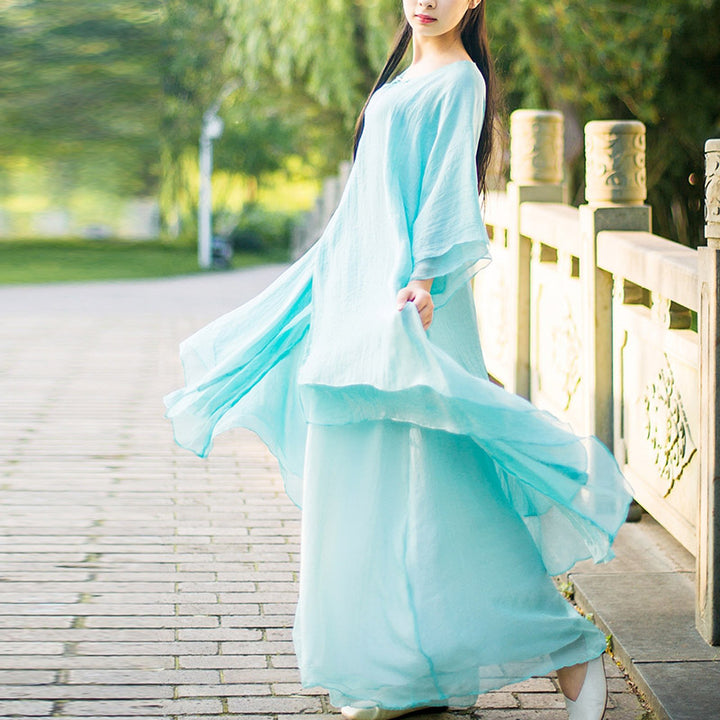 Buddha Stones 3-teiliges Yoga-Chiffon-Kleidungsstück, einheitliches Meditations-Zen-Praxis-Damen-Set - image 1