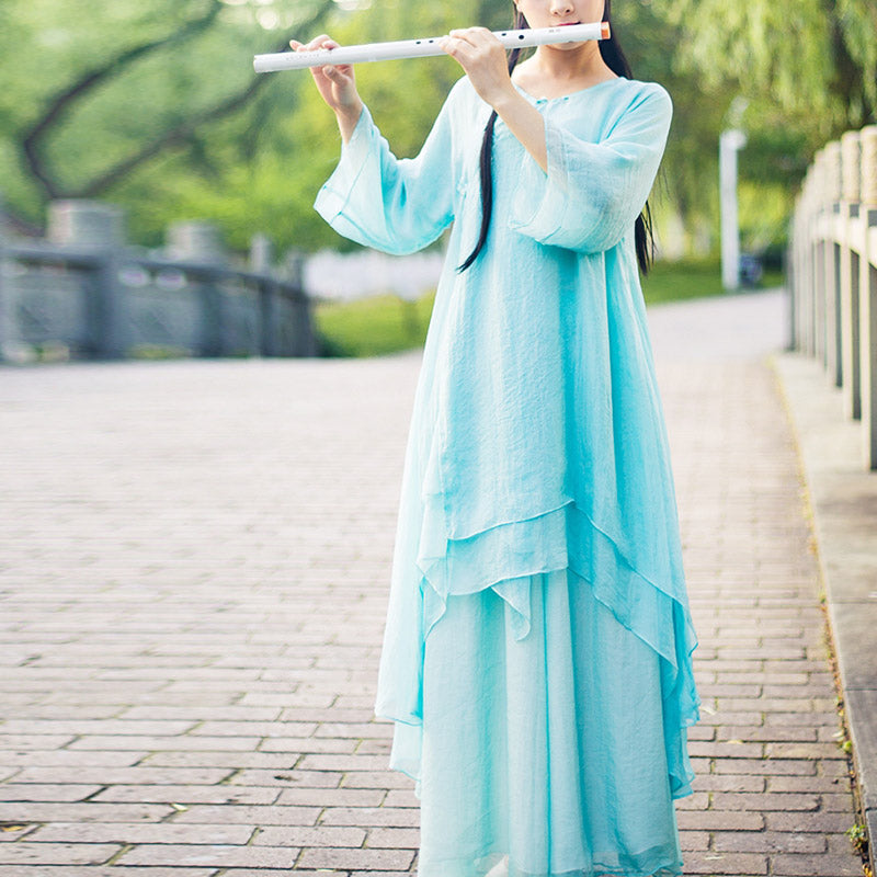 Buddha Stones 3-teiliges Yoga-Chiffon-Kleidungsstück, einheitliches Meditations-Zen-Praxis-Damen-Set - image 5