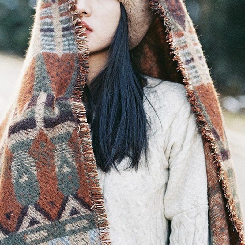 Tibetischer Schal mit Buddha Stonesn, klassisches Geometriemuster, gemütlicher Winter-Reiseschal - image 5