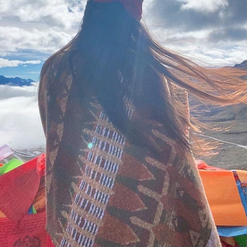 Tibetischer Schal mit Buddha Stonesn, klassisches Geometriemuster, gemütlicher Winter-Reiseschal - image 10