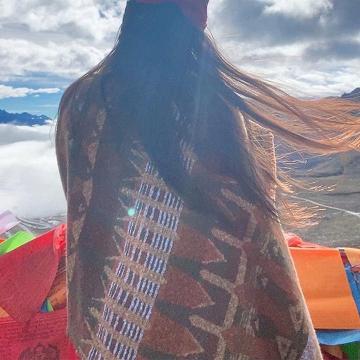 Tibetischer Schal mit Buddha Stonesn, klassisches Geometriemuster, gemütlicher Winter-Reiseschal - image 10