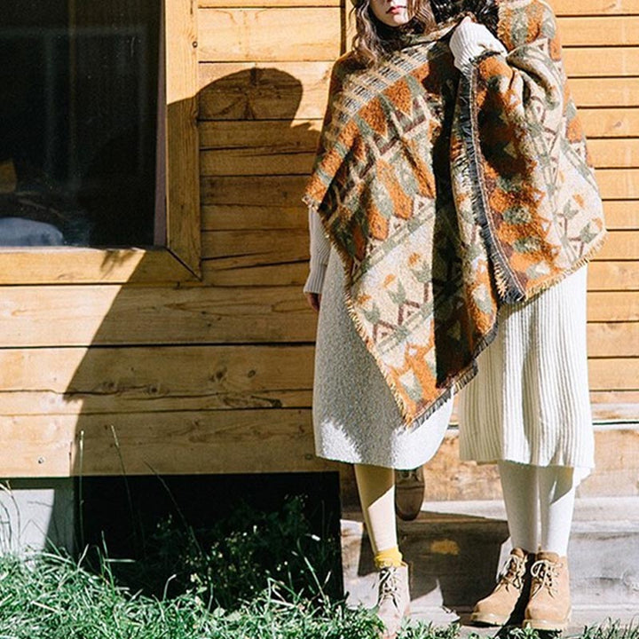 Tibetischer Schal mit Buddha Stonesn, klassisches Geometriemuster, gemütlicher Winter-Reiseschal - image 11