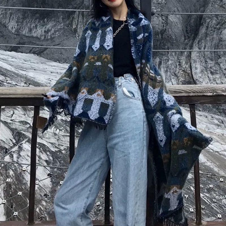 Tibetischer Schal mit Buddha Stonesn, klassisches Geometriemuster, gemütlicher Winter-Reiseschal - image 13