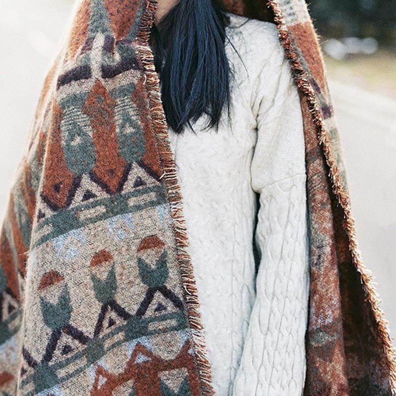 Tibetischer Schal mit Buddha Stonesn, klassisches Geometriemuster, gemütlicher Winter-Reiseschal - image 7