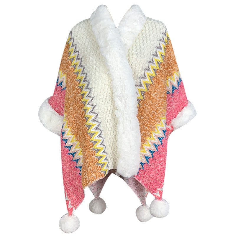 Buddha Stones Tibetischer mehrfarbig gestreifter Schal für den Winter, gemütlicher Reiseschal - Beige, Orange, Rosa - image 9