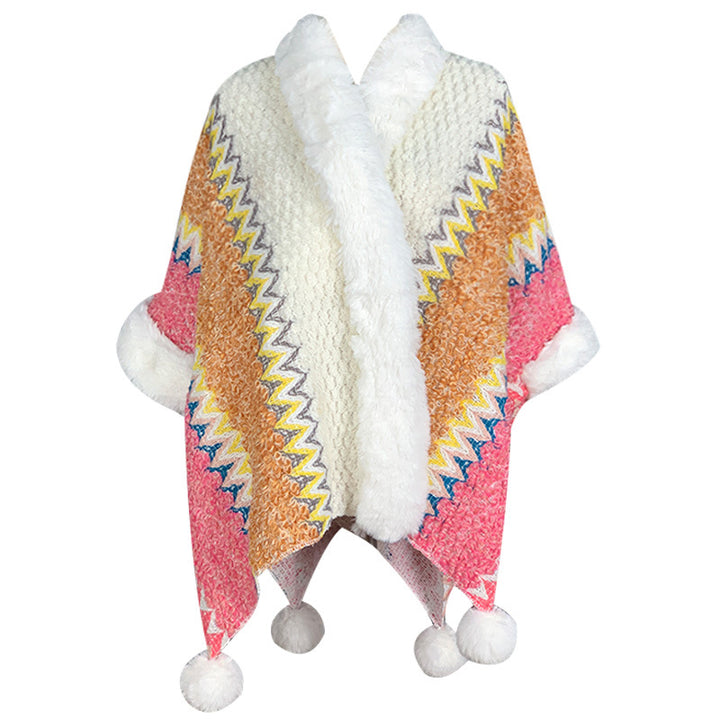 Buddha Stones Tibetischer mehrfarbig gestreifter Schal für den Winter, gemütlicher Reiseschal - Beige, Orange, Rosa - image 9