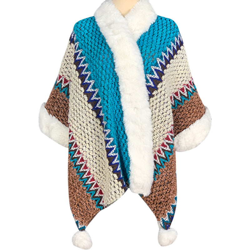 Buddha Stones Tibetischer mehrfarbig gestreifter Schal für den Winter, gemütlicher Reiseschal - Blau Beige Braun - image 45