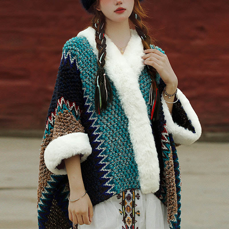 Buddha Stones Tibetischer mehrfarbig gestreifter Schal für den Winter, gemütlicher Reiseschal - Himmelblau Dunkelblau Braun - image 26