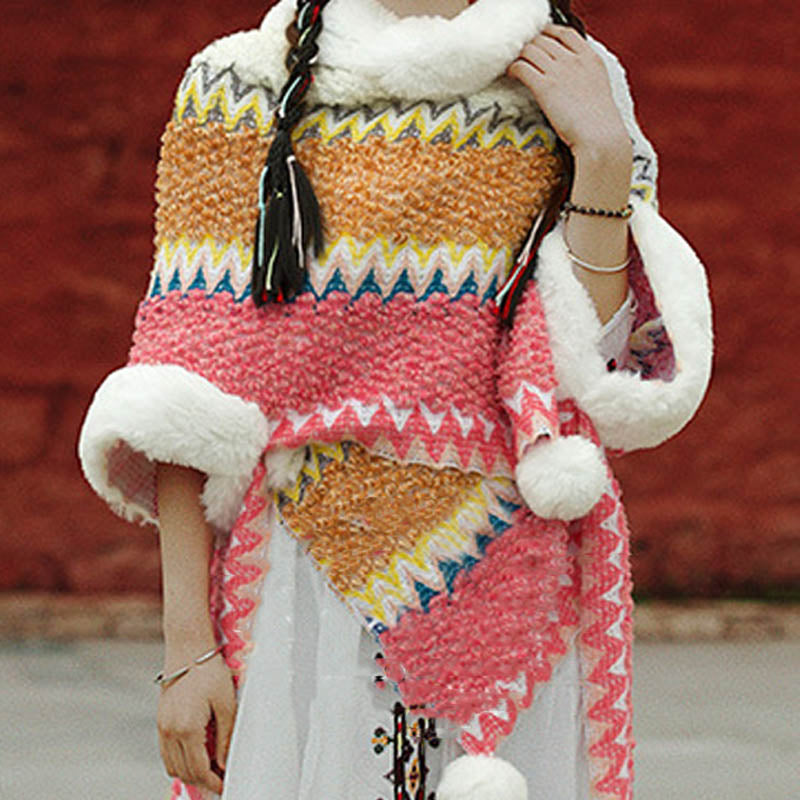 Buddha Stones Tibetischer mehrfarbig gestreifter Schal für den Winter, gemütlicher Reiseschal - image 14