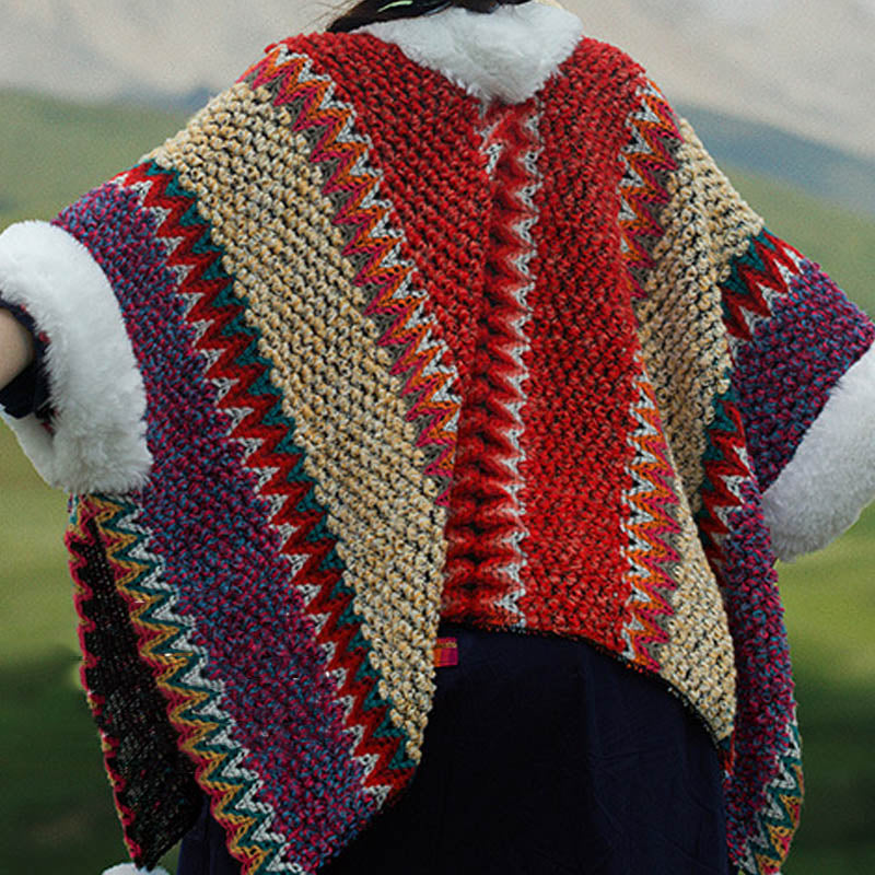Buddha Stones Tibetischer mehrfarbig gestreifter Schal für den Winter, gemütlicher Reiseschal - image 42