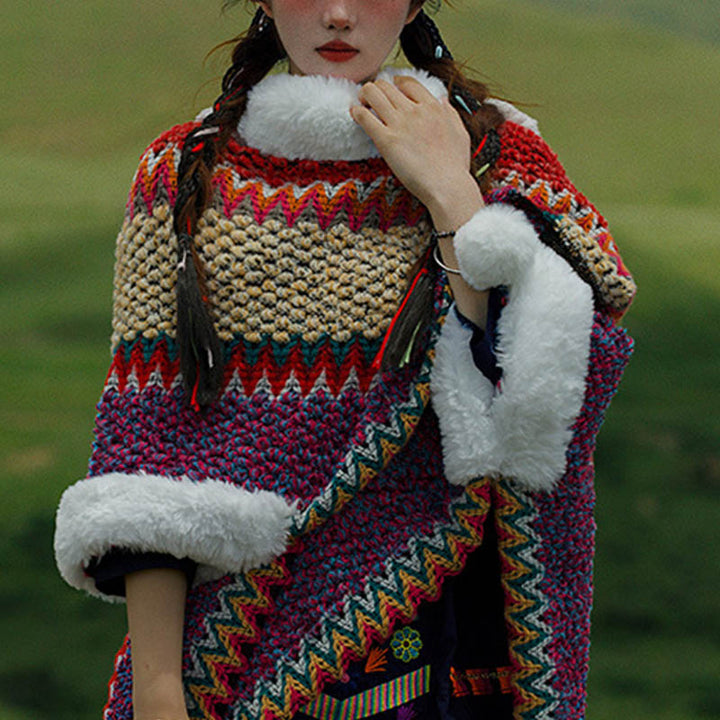 Buddha Stones Tibetischer mehrfarbig gestreifter Schal für den Winter, gemütlicher Reiseschal - image 40